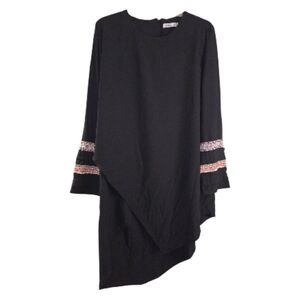 Tavin Asymetrical Hem Black Boho Dress